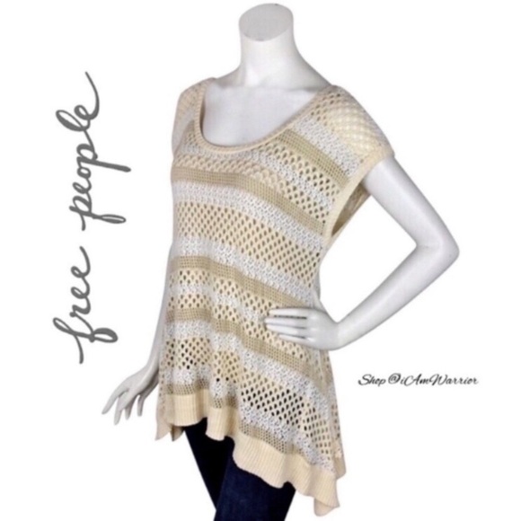 Free People striped open weave asymmetrical sweater *shop@iamwarrior - Picture 2 of 9